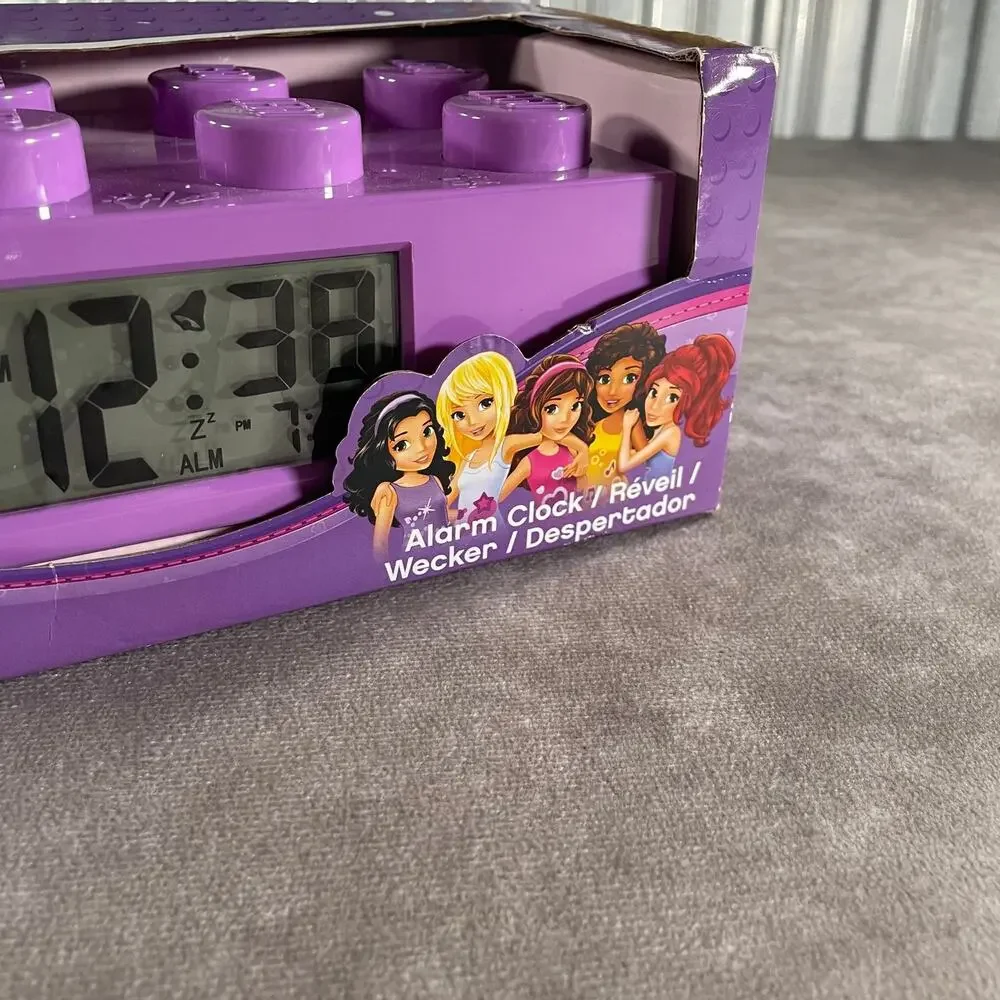 NOS LEGO Friends Brick Alarm Clock Purple Digital LCD 9009853 Girls Kids